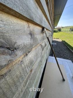 Vintage Walking Stick With Carved Deer Antler Handle & Wooden Pad
