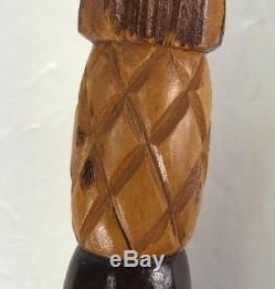 Vintage Wood Hand Carved Cane Walking Stick Snake Serpent Warrior 42