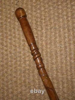 Vintage Wooden Carved Snake Themed Walking Cane 85cm