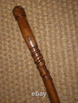 Vintage Wooden Carved Snake Themed Walking Cane 85cm