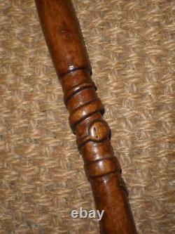 Vintage Wooden Carved Snake Themed Walking Cane 85cm