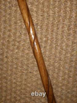 Vintage Wooden Carved Snake Themed Walking Cane 85cm