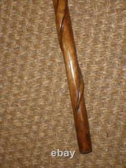 Vintage Wooden Carved Snake Themed Walking Cane 85cm