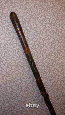 Vintage Wooden Hand Carved Dress Cane With Snake Designed Around The Cane 92cm