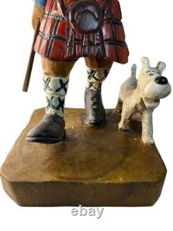 Vintage Wooden Hand carved Hiking Tin Tin With Walking Stick/Cane Figurine 44cm