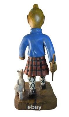 Vintage Wooden Hand carved Hiking Tin Tin With Walking Stick/Cane Figurine 44cm