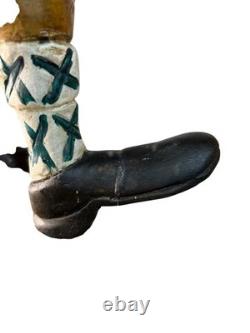 Vintage Wooden Hand carved Hiking Tin Tin With Walking Stick/Cane Figurine 44cm