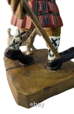 Vintage Wooden Hand carved Hiking Tin Tin With Walking Stick/Cane Figurine 44cm