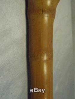 Vintage/antique Folk Carved Bamboo Cane- Jungle Monkeys, Bird And Wolf/wild Dog