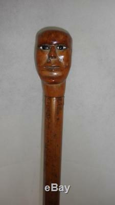 Vintage/antique Walking/dress Cane- Carved Face/head- Primitive 87cm