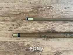 Vintage carved wooden walking stick with hidden billiard or snooker cue