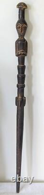 Vintage hand carved African tribal walking stick 89cm length