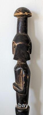 Vintage hand carved African tribal walking stick 89cm length