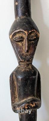 Vintage hand carved African tribal walking stick 89cm length
