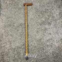 Vintage hand carved Wooden Geometric walking stick / cane 38 OAL Custom Made