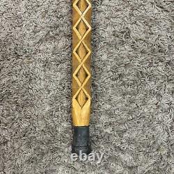 Vintage hand carved Wooden Geometric walking stick / cane 38 OAL Custom Made