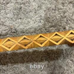 Vintage hand carved Wooden Geometric walking stick / cane 38 OAL Custom Made