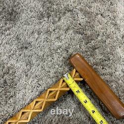 Vintage hand carved Wooden Geometric walking stick / cane 38 OAL Custom Made