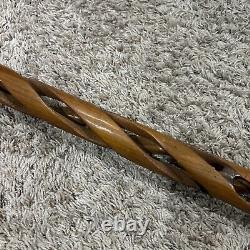 Vintage hand carved Wooden Round Hollow walking stick / cane 36 OAL Custom Made