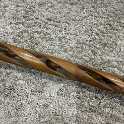 Vintage hand carved Wooden Round Hollow walking stick / cane 36 OAL Custom Made