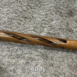 Vintage hand carved Wooden Round Hollow walking stick / cane 36 OAL Custom Made