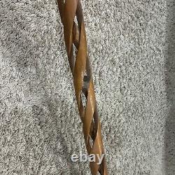 Vintage hand carved Wooden Round Hollow walking stick / cane 36 OAL Custom Made