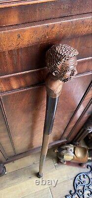 Vintage solid wood, heavy African hand carved walking stick