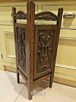 Vintage unusual oak carved quadrant umbrella / walking stick stand