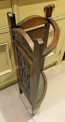 Vintage unusual oak carved quadrant umbrella / walking stick stand