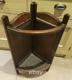 Vintage unusual oak carved quadrant umbrella / walking stick stand