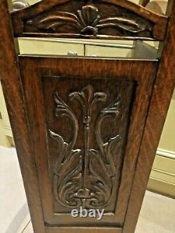 Vintage unusual oak carved quadrant umbrella / walking stick stand