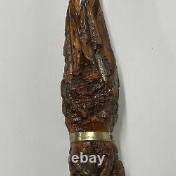 Vintage walking stick cane x 3 Collection Dog Brass Carved Umbrella Novelty
