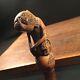 Vtg Antique Keris Handle Cane Chameleon Carved Wood Asia Walking Stick PRIORITY