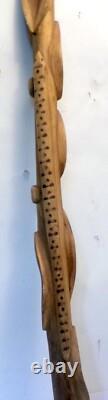 Vtg DIAMOND WILLOW WALKING STICK CANE Carved SNAKE SERPENT Folk Art