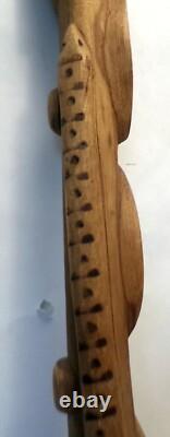 Vtg DIAMOND WILLOW WALKING STICK CANE Carved SNAKE SERPENT Folk Art