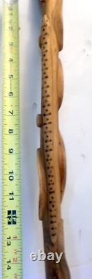Vtg DIAMOND WILLOW WALKING STICK CANE Carved SNAKE SERPENT Folk Art