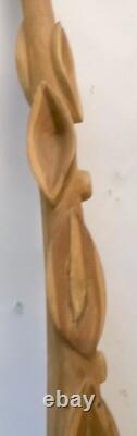 Vtg DIAMOND WILLOW WALKING STICK CANE Carved SNAKE SERPENT Folk Art