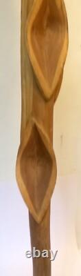 Vtg DIAMOND WILLOW WALKING STICK CANE Carved SNAKE SERPENT Folk Art