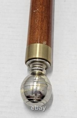 Vtg Dragon Carved Wood & Brass Walking Stick Inside Cane 2 Piece Pool Cue