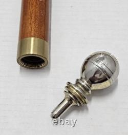 Vtg Dragon Carved Wood & Brass Walking Stick Inside Cane 2 Piece Pool Cue