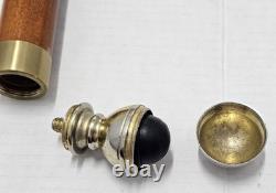 Vtg Dragon Carved Wood & Brass Walking Stick Inside Cane 2 Piece Pool Cue