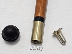 Vtg Dragon Carved Wood & Brass Walking Stick Inside Cane 2 Piece Pool Cue