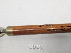 Vtg Dragon Carved Wood & Brass Walking Stick Inside Cane 2 Piece Pool Cue