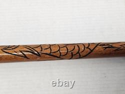 Vtg Dragon Carved Wood & Brass Walking Stick Inside Cane 2 Piece Pool Cue