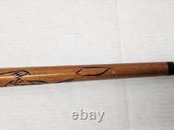 Vtg Dragon Carved Wood & Brass Walking Stick Inside Cane 2 Piece Pool Cue