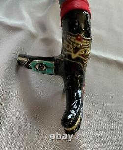 Vtg Native American Walking Stick CANE hand carved animal faces handle NW Coast