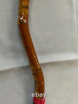 Vtg Native American Walking Stick CANE hand carved animal faces handle NW Coast