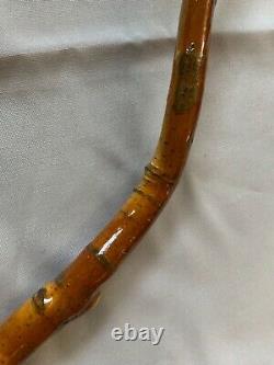 Vtg Native American Walking Stick CANE hand carved animal faces handle NW Coast