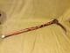Vtg antler handle walking cane stick cedar carved woodsman sculpture art hunter