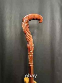 WALKING STICK Christian Cross Carved Wooden Pilgrim Walking Cane
